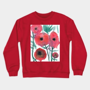 A Watercolor Painting of Poppy Flowers Crewneck Sweatshirt